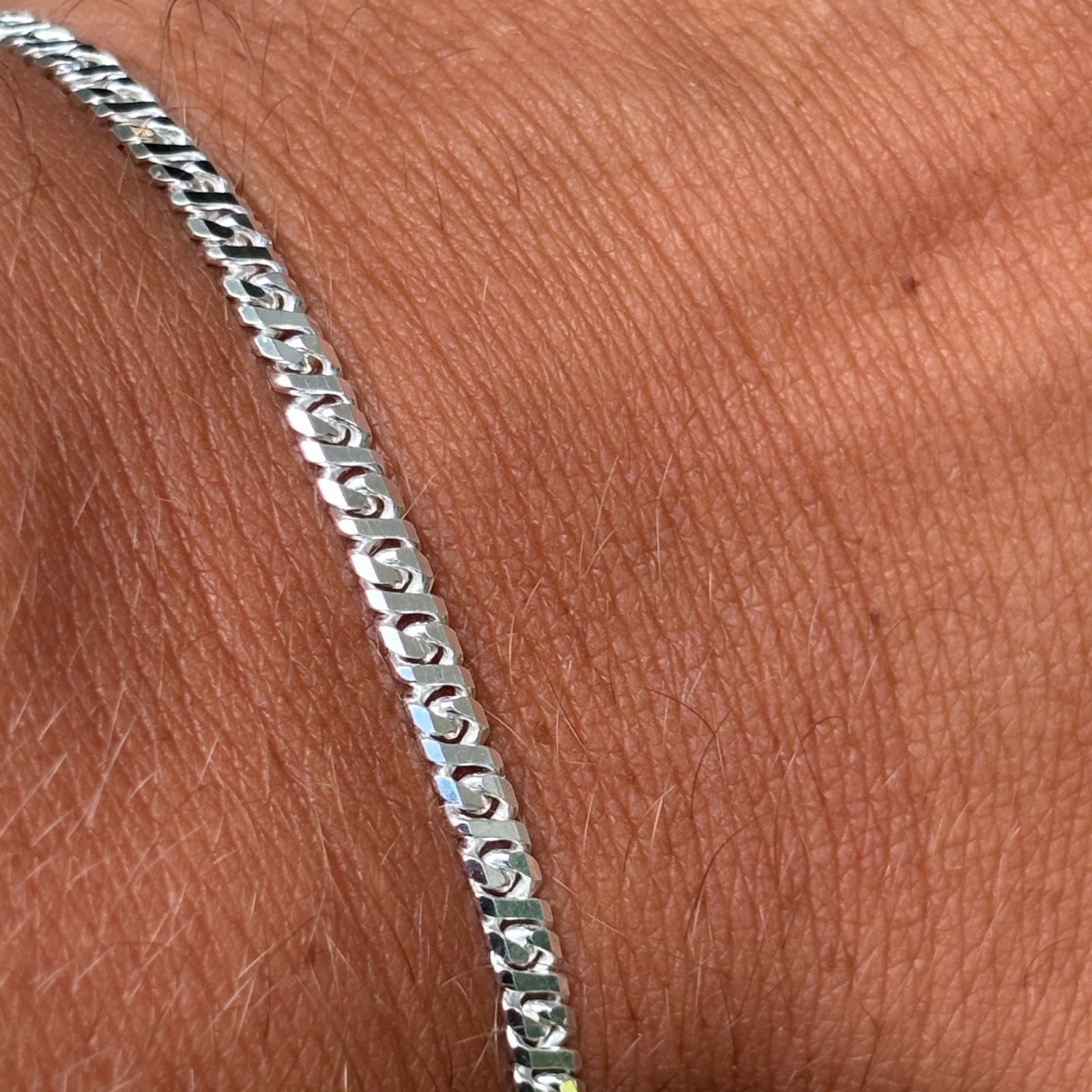 2.5mm Dollar Link Bracelet – Real Solid 925 Sterling Silver MADE IN ITALY