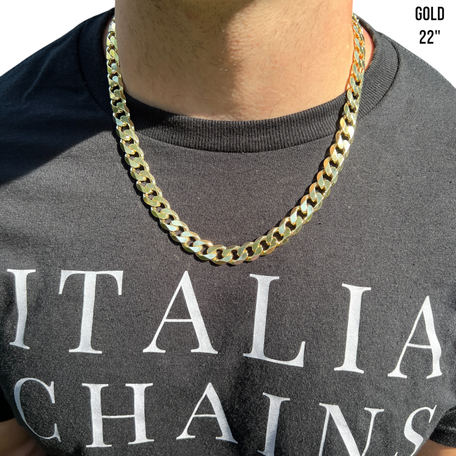 12mm Curb Link Chain – Real Solid 925 Sterling Silver Or 14k Gold Vermeil ITALY