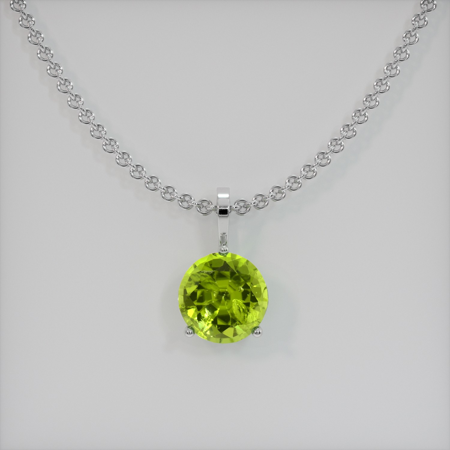 Pakistan Round Green Peridot Platinum 950 Pendant 1.31CT
