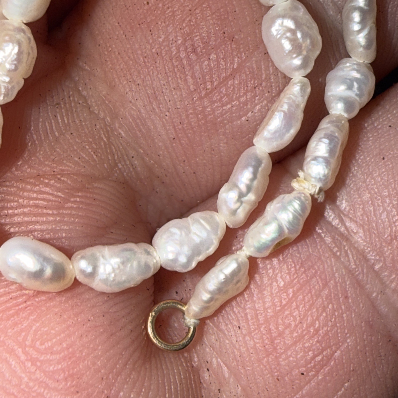 Necklace 14k Gold Cultured Rice Pearl 17” Unused Old Stock Vintage