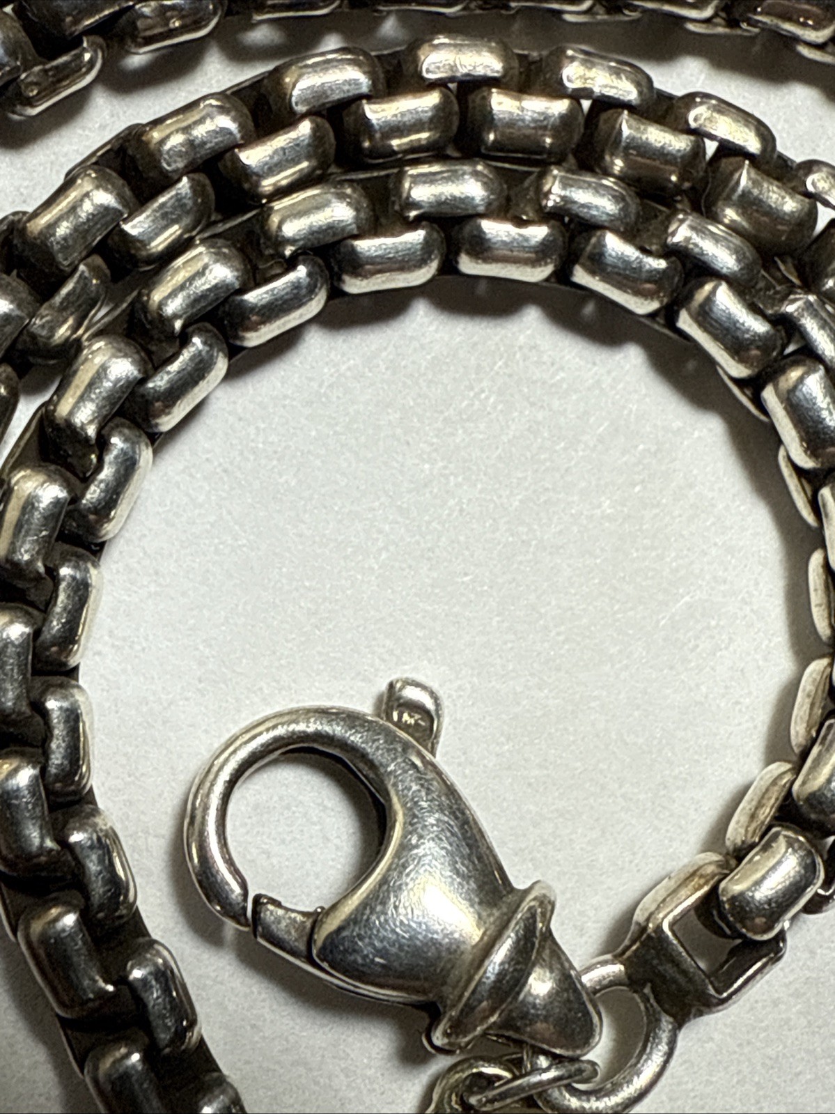David Yurman Box Chain Necklace 33” 3mm Sterling 14k Hang Tag 50.2gr Vintage