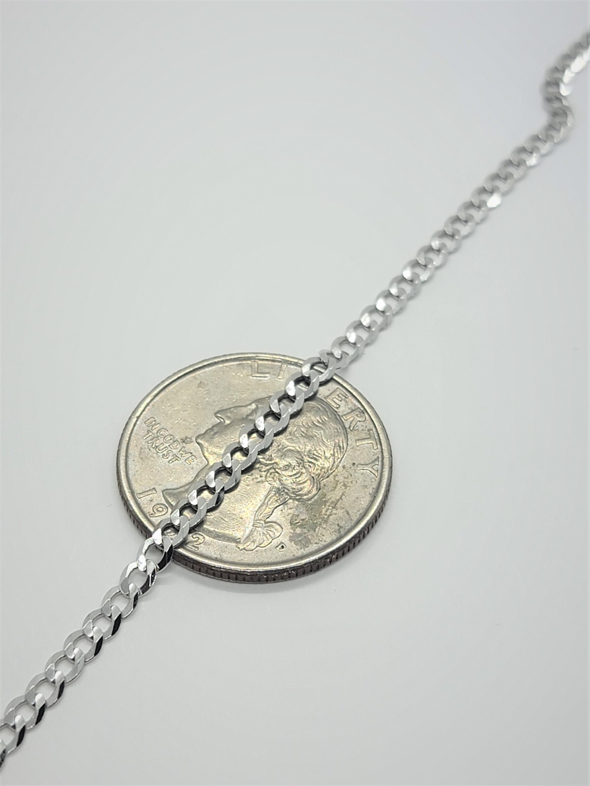 10K Solid Gold White Cuban Link Chain Bracelet Men Women 2mm – 5mm 7″ ~ 30″