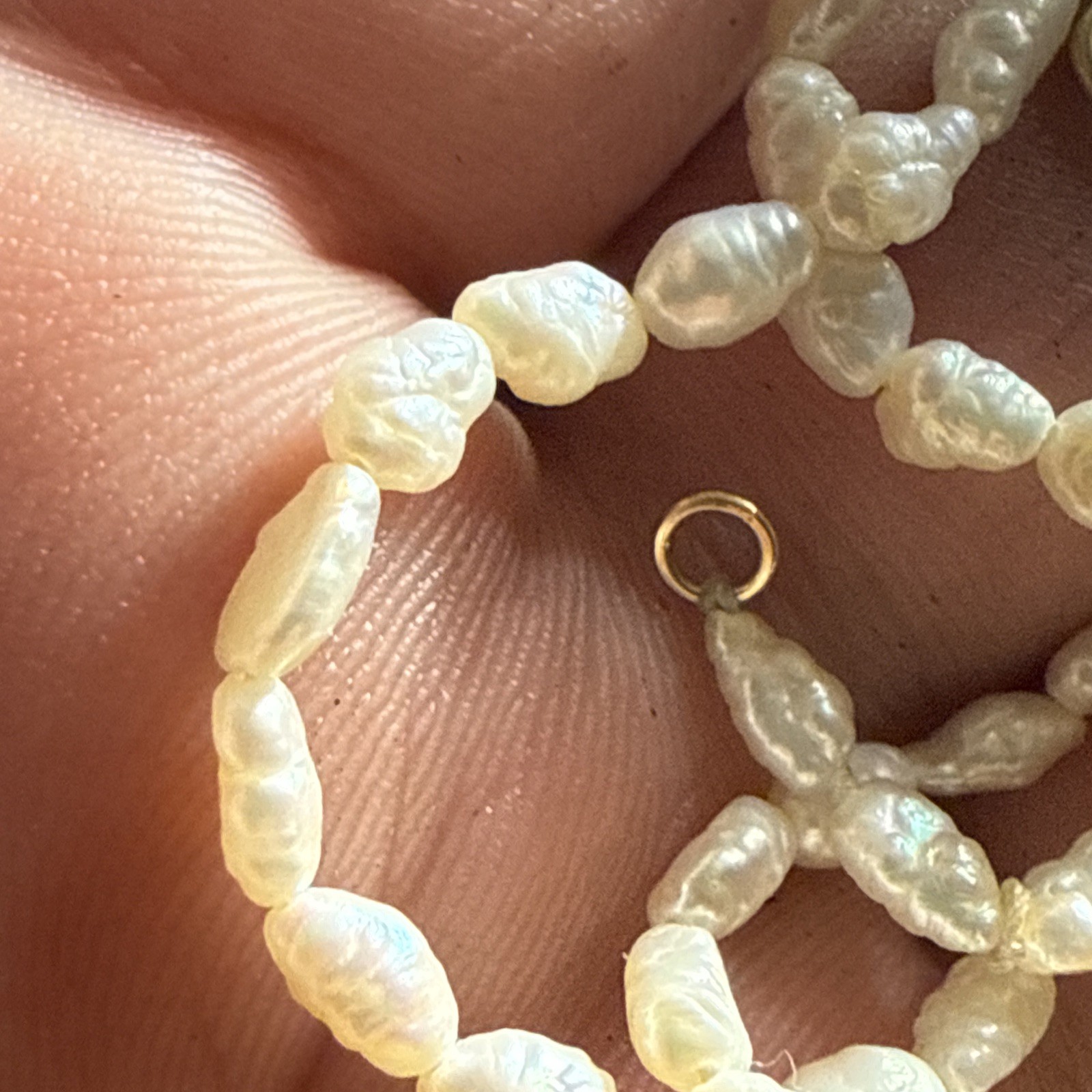 Necklace 14k Gold Cultured Rice Pearl 17” Unused Old Stock Vintage