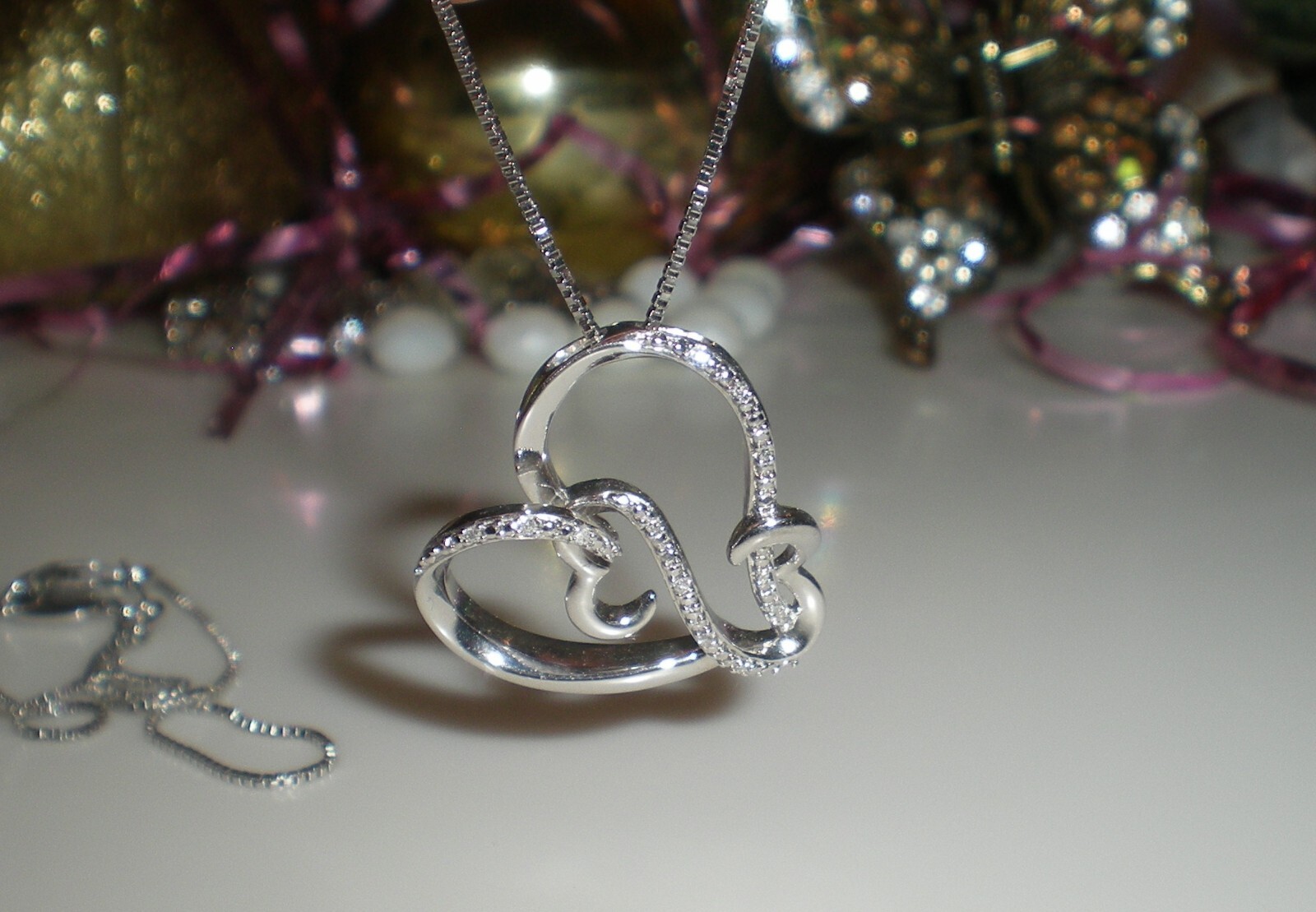 Jane Seymour Open Hearts SS Heart-Shape Diamond Accent Necklace 💎 KAY Jewelers