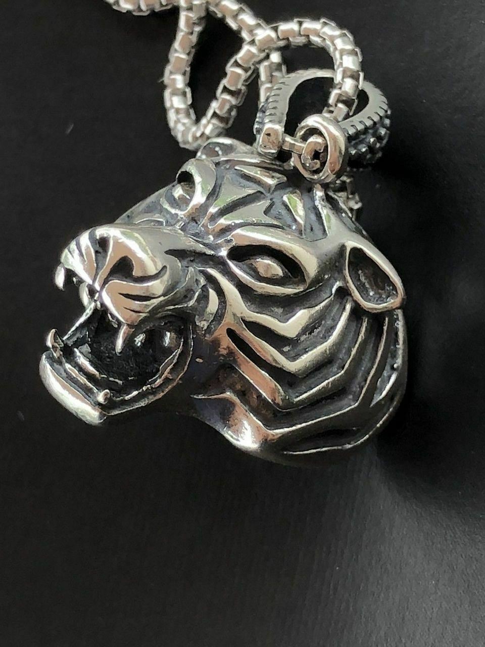 Solid 925 Sterling Silver 3D Tiger Cheetah Women’s Men’s Pendant