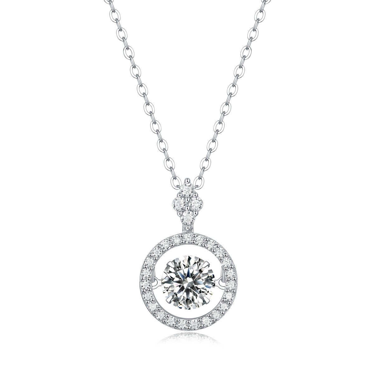 S925 Sterling Silver Moissanite Pendant – Platinum Plated 1ct Necklace, 40cm Cha