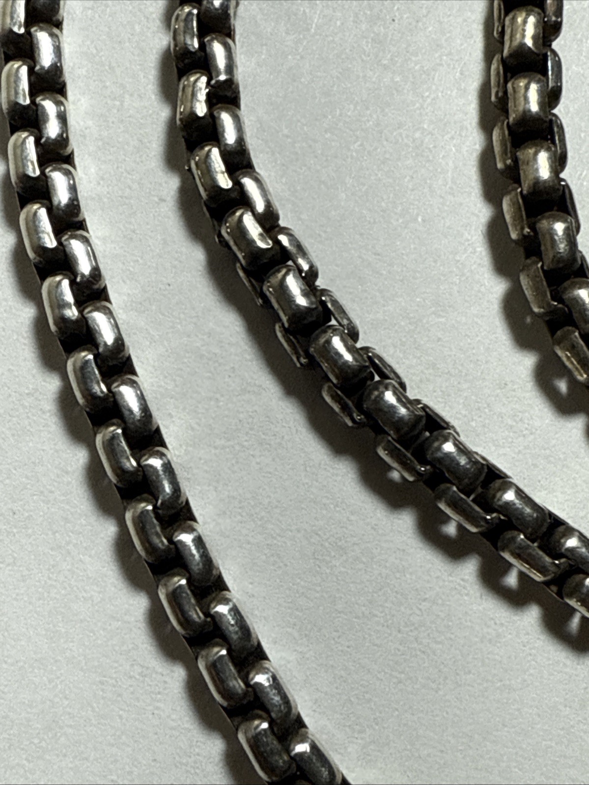 David Yurman Box Chain Necklace 33” 3mm Sterling 14k Hang Tag 50.2gr Vintage