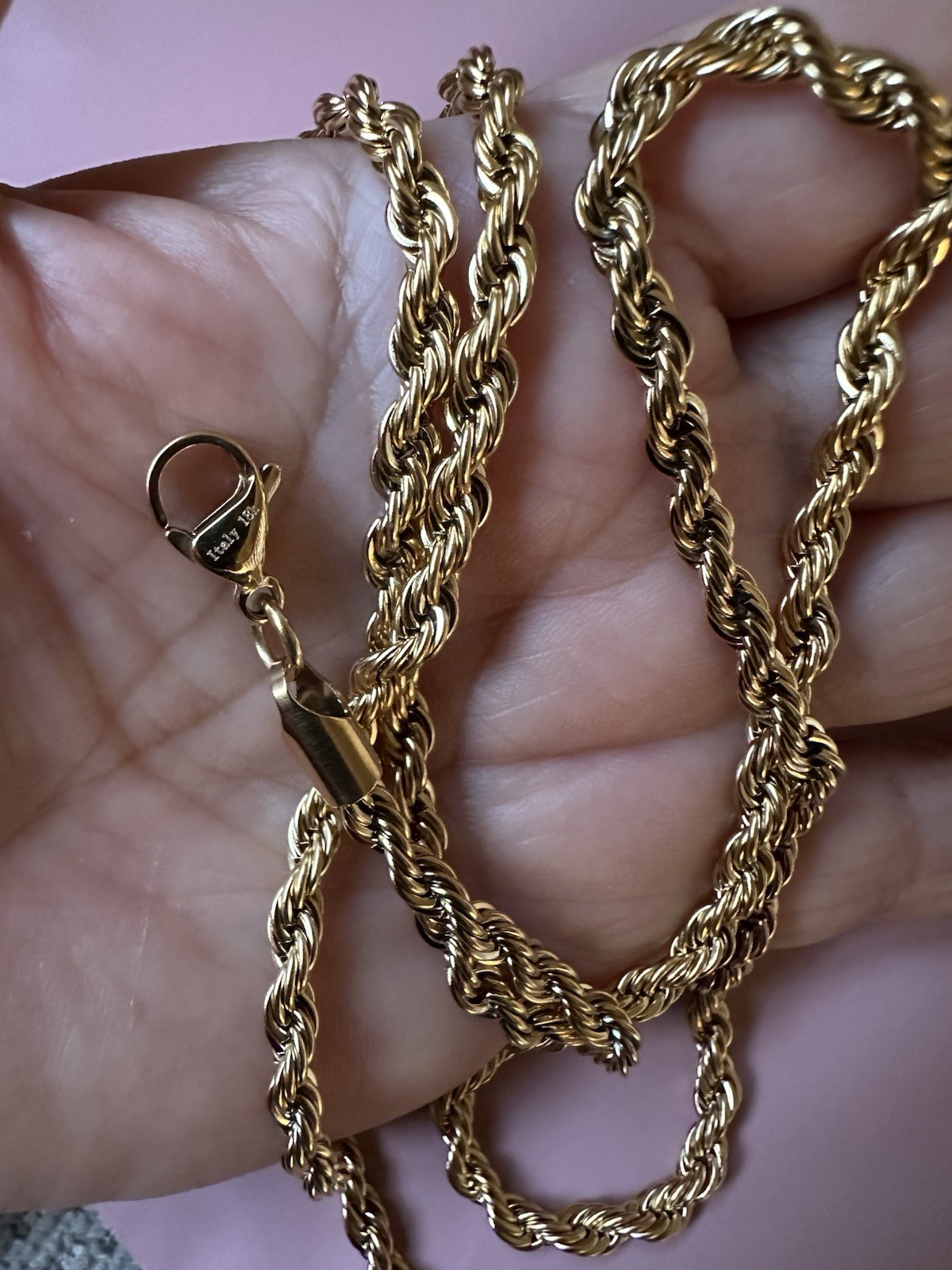 Engraved Italy Rope Chain Thickness 4mm Long Length 24” Women Men Necklace,