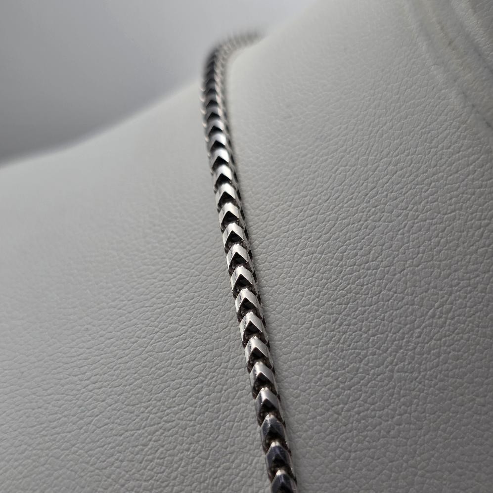 20″ Long 925 Sterling Silver 2.3mm Thick Franco Link Box Chain Necklace ITALY