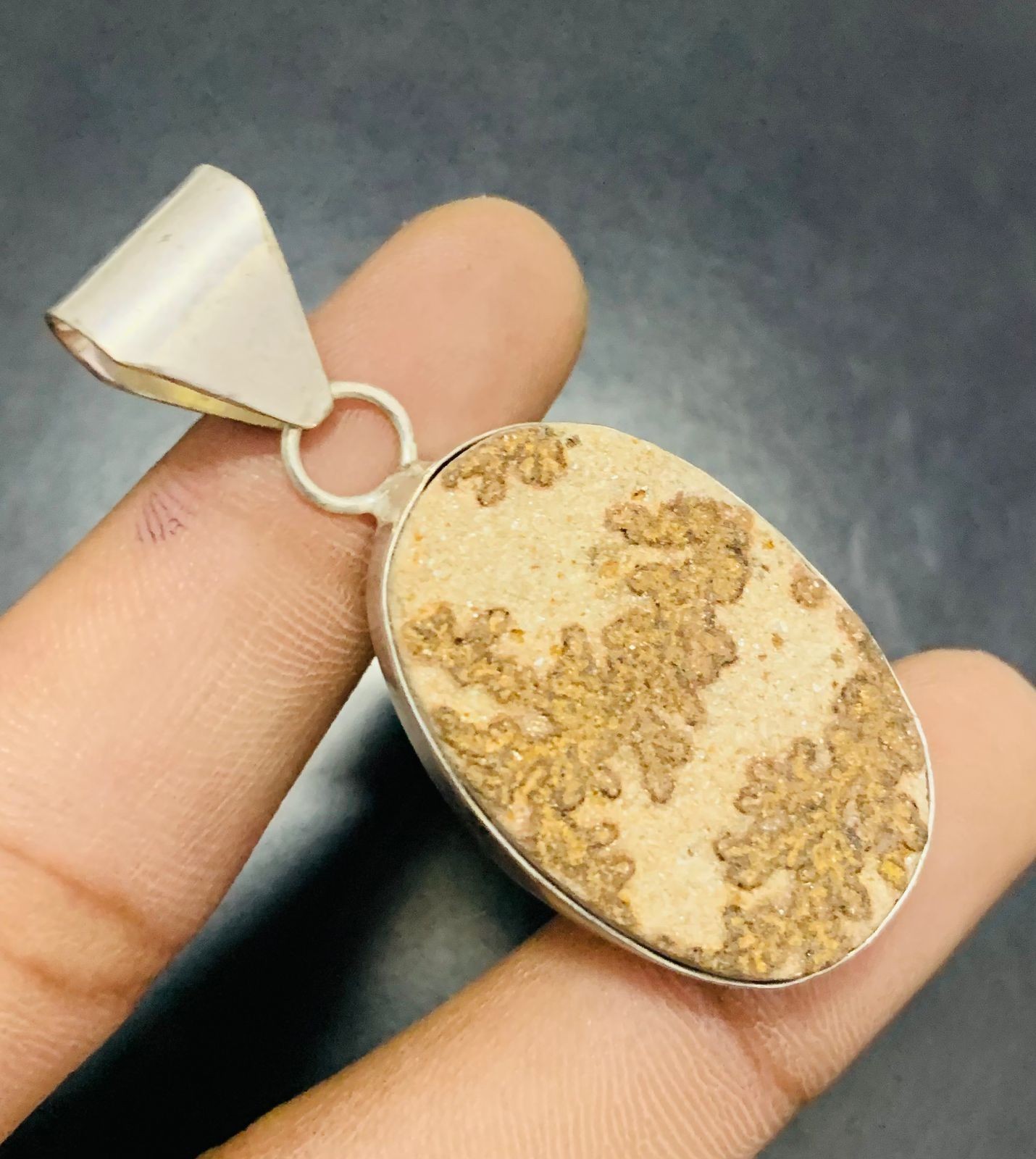 German Dendrite Gemstone 925 Sterling Silver Handmade Pendant Jewelry Gift For