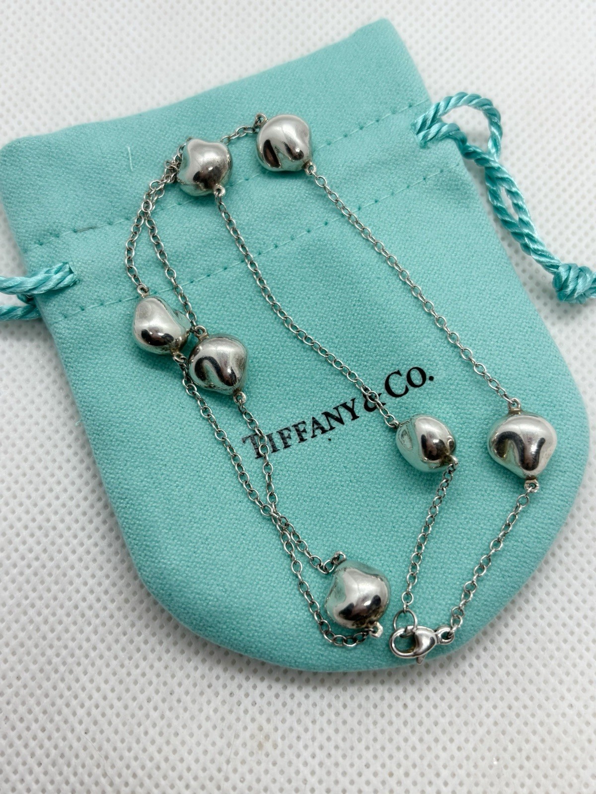 Tiffany & Co Elsa Peretti Sterling Silver 7 Nuggets Station Necklace 16” 9.74g