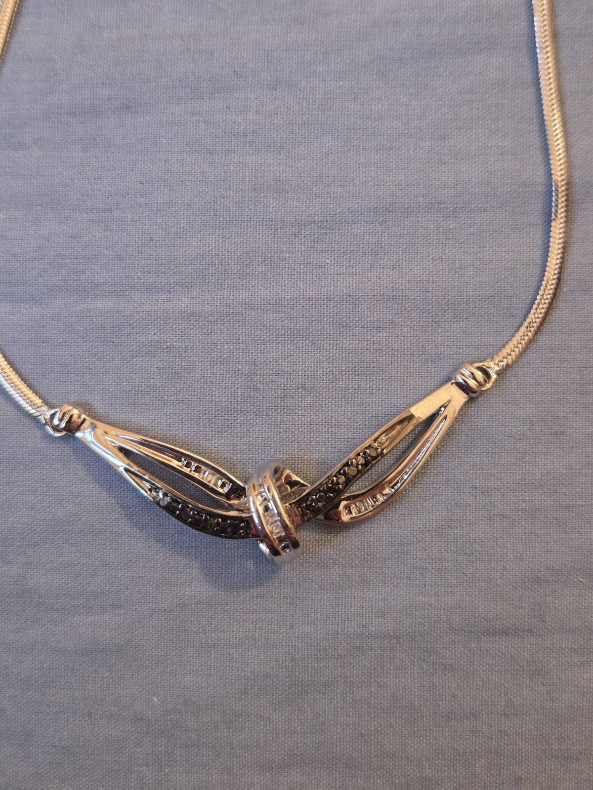 Sterling Silver Sparkling Black Diamond Necklace Vintage 1/10 CTW 925 Pendant