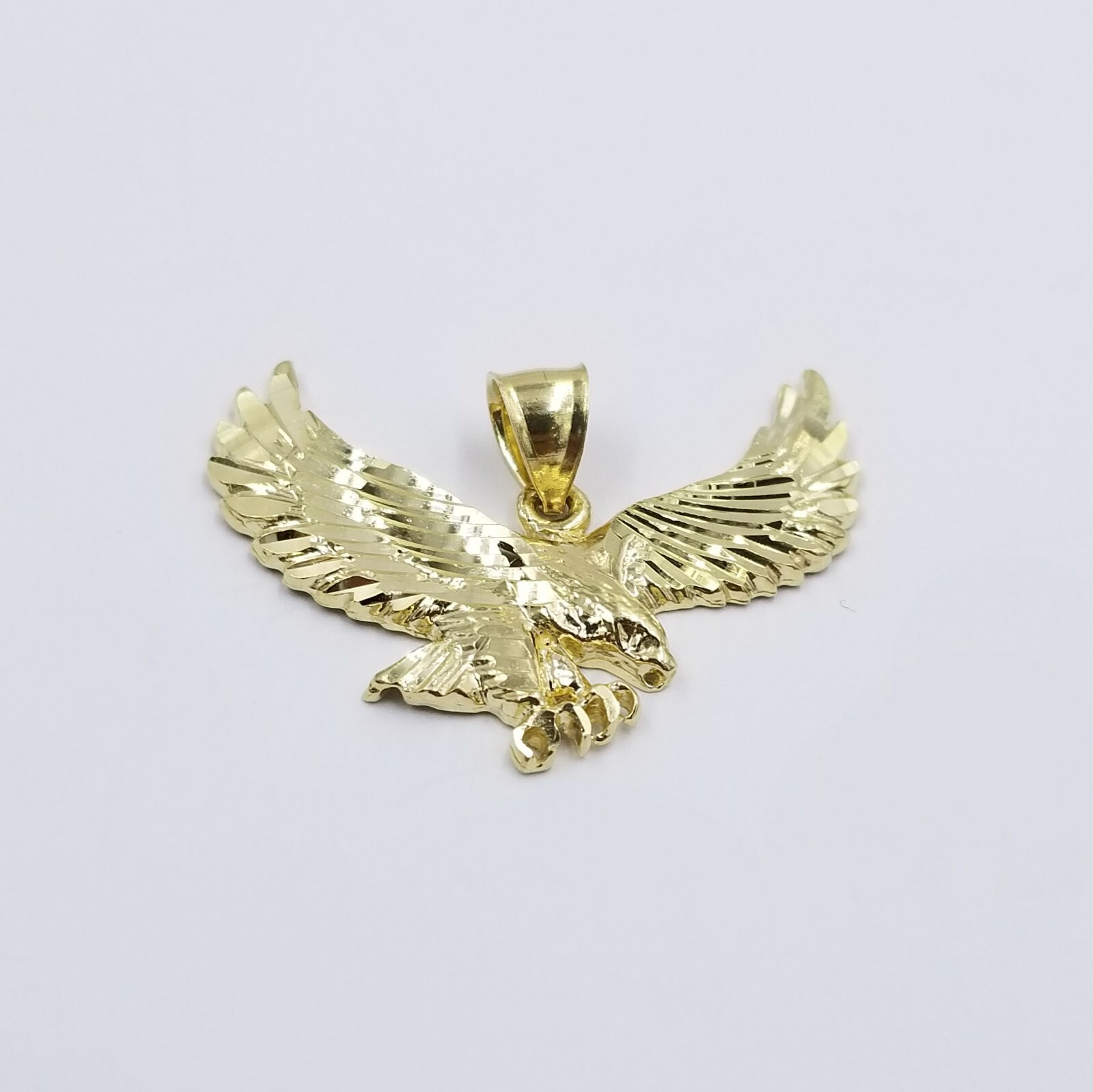 REAL10k Yellow Gold Flying Eagle Charm Pendent Miami Cuban Chain 3mm 18 20 22 24