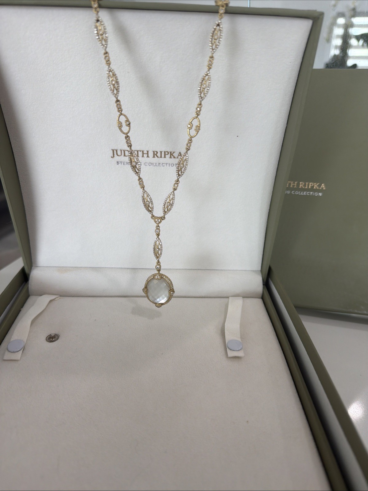 Judith Ripka Necklace 925 Clad Mother Of Pearl Exquisite Lariat