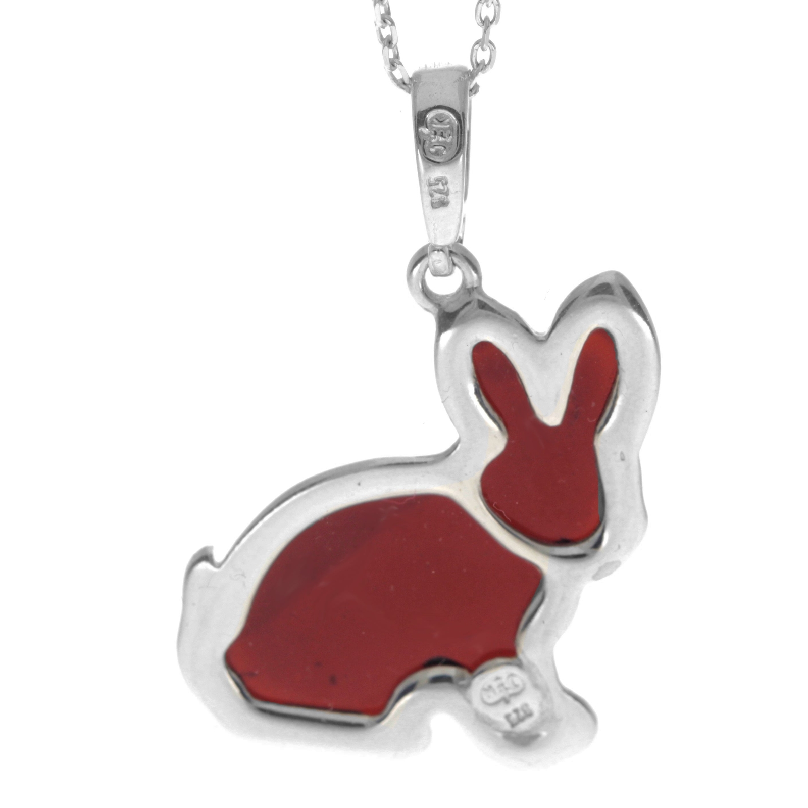 925 Sterling Silver & Baltic Amber Bunny Rabbit Pendant – AD221