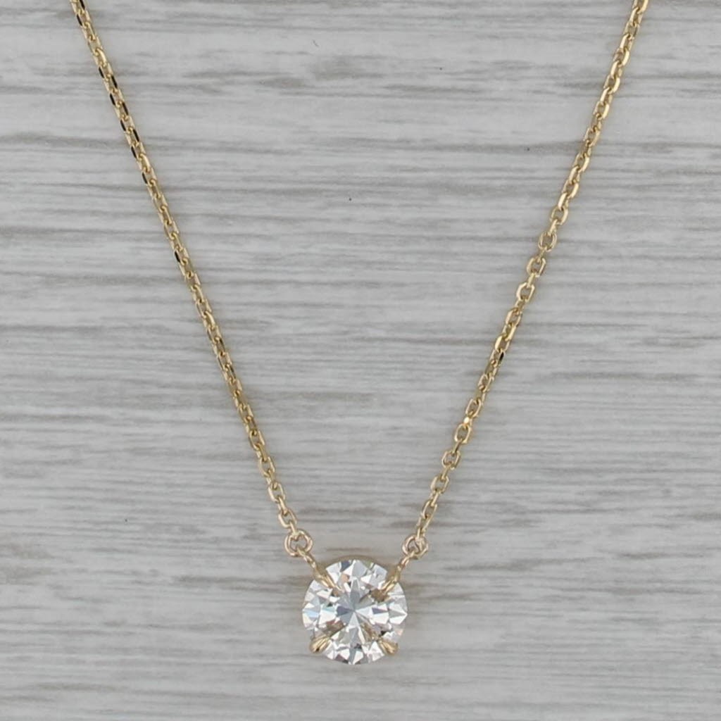 New 1.78ct Diamond Solitaire Necklace 14k Gold Cable Chain 16″ 17″ 18″ GIA