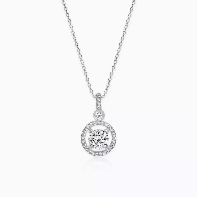 Lab Grown Diamond 2Ct Round Cut Women’s Halo Pendant 14K White Gold Plated