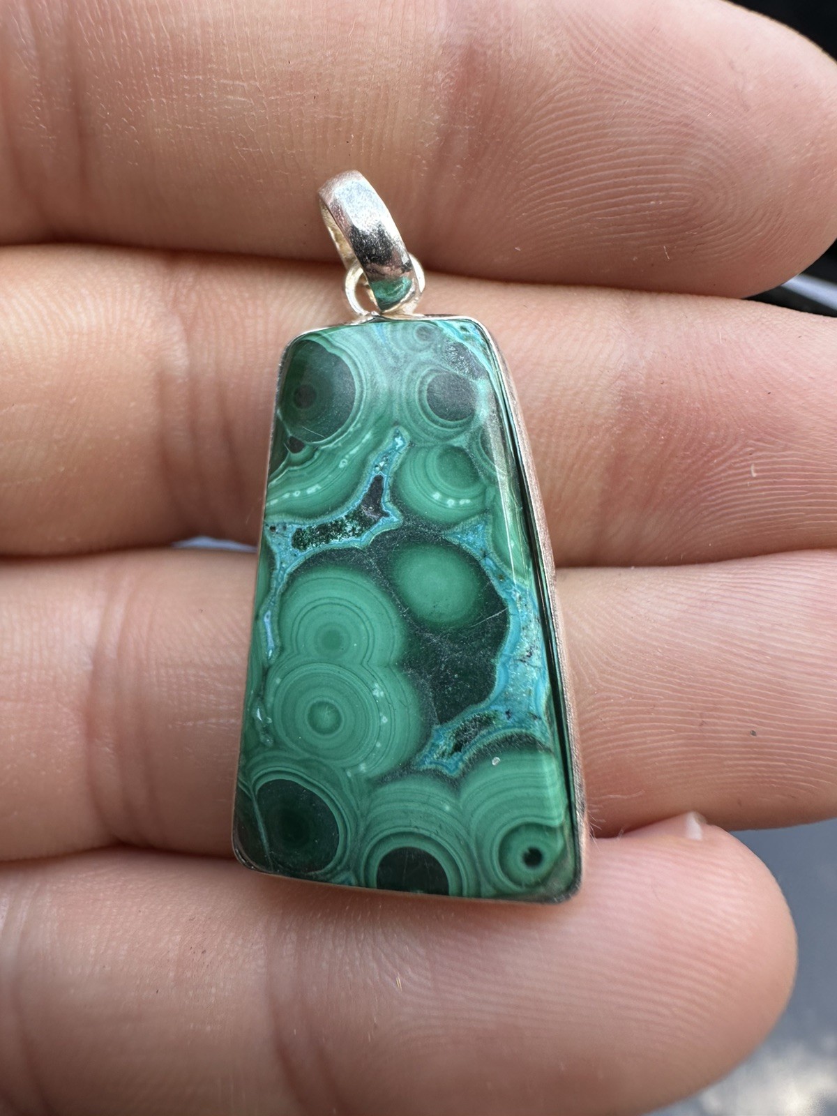Malachite Chrysocolla 925 Sterling Silver Pendant Natural C4