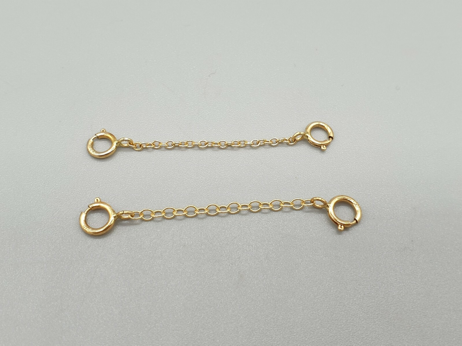 18k 18ct yellow gold chain extender two clasp connector extension safety chain