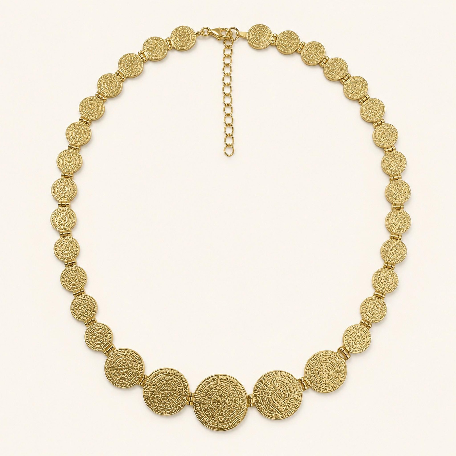 Phaistos Disc Sterling Silver Necklace, Greek Statement Collar, Graduated