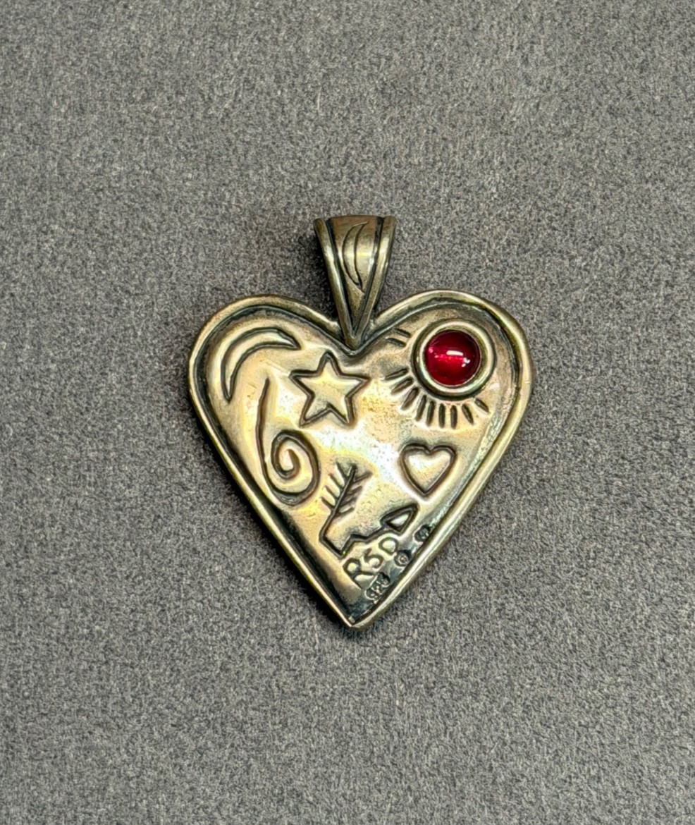 Robert Shields RSD Sterling Silver Garnet Reversible Celebration Heart Pendant