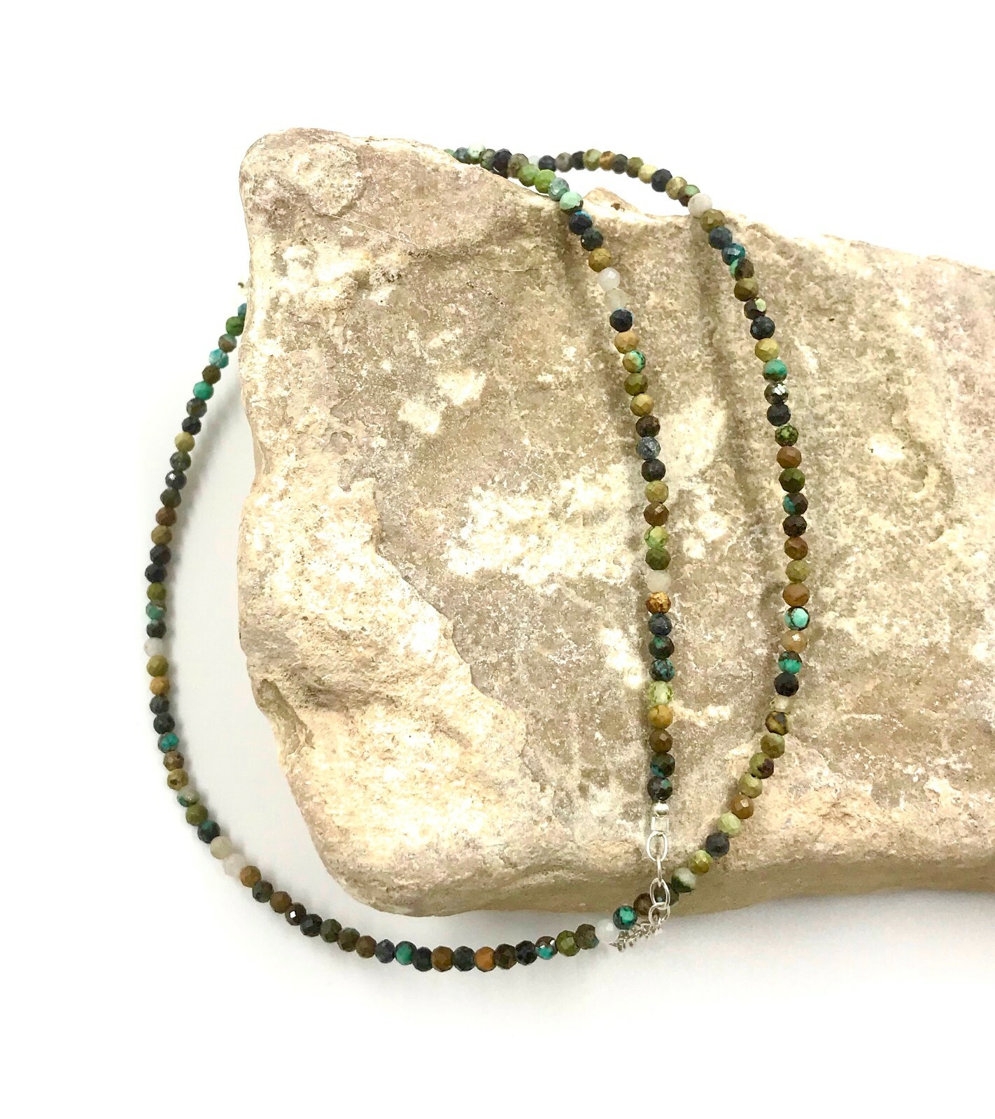 Genuine Turquoise Bead 925 Silver Necklace Jewelry Women Handmade USA SELLER