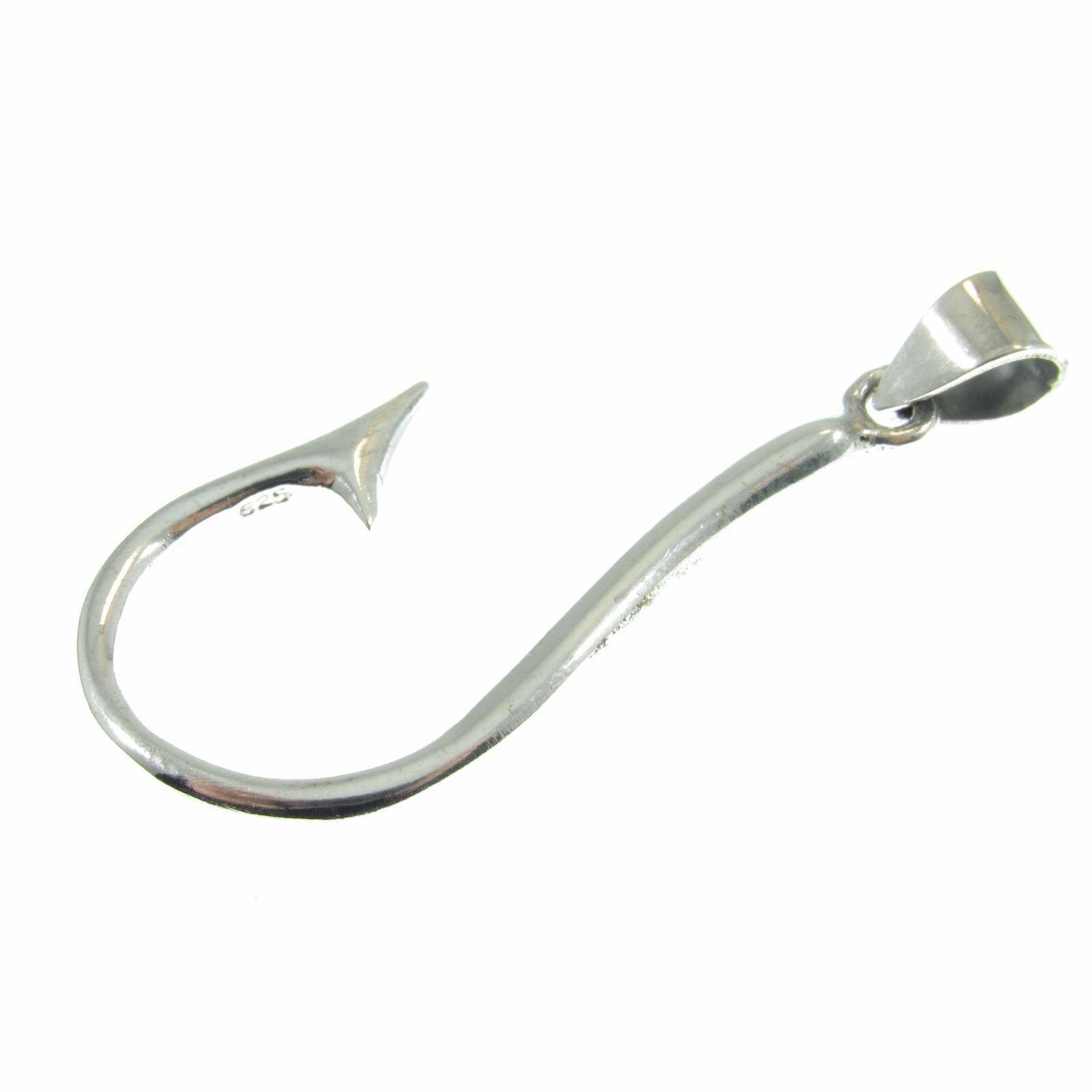 Handcrafted Solid 925 Sterling Silver Barbed J Hook Fish Hook Pendant