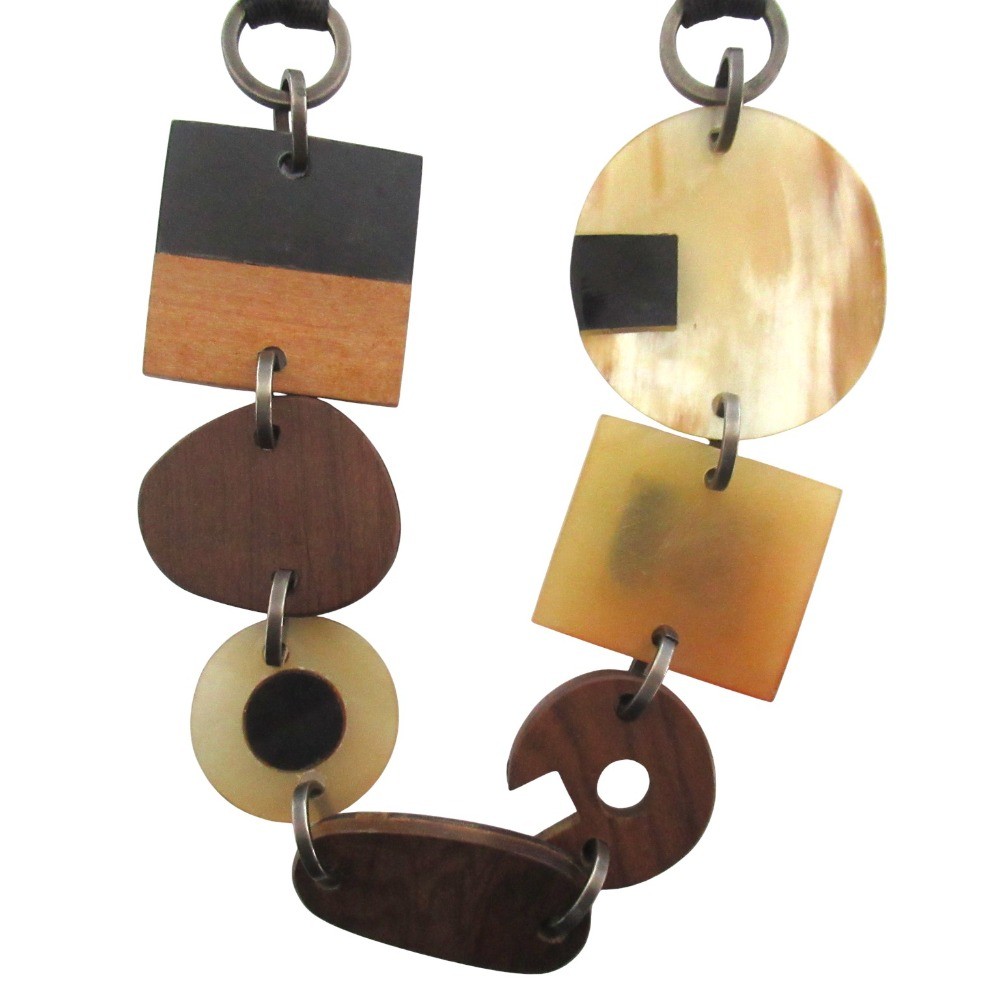 MARNI Plastic Wood Necklace, Beige Women USED