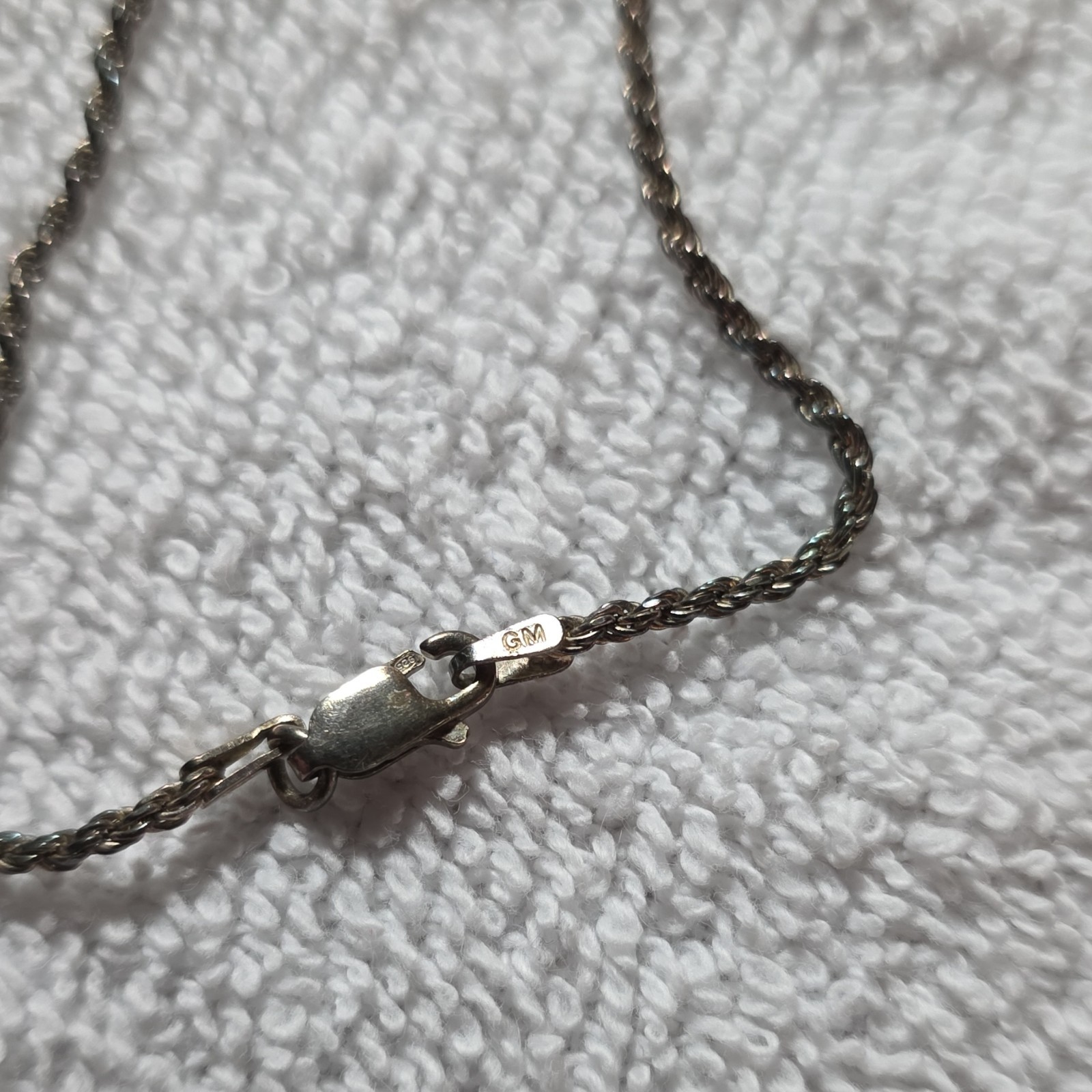 GM Silver Pendant Necklace. Amethyst Garnet Peridot Asymmetrical 18 in Rope