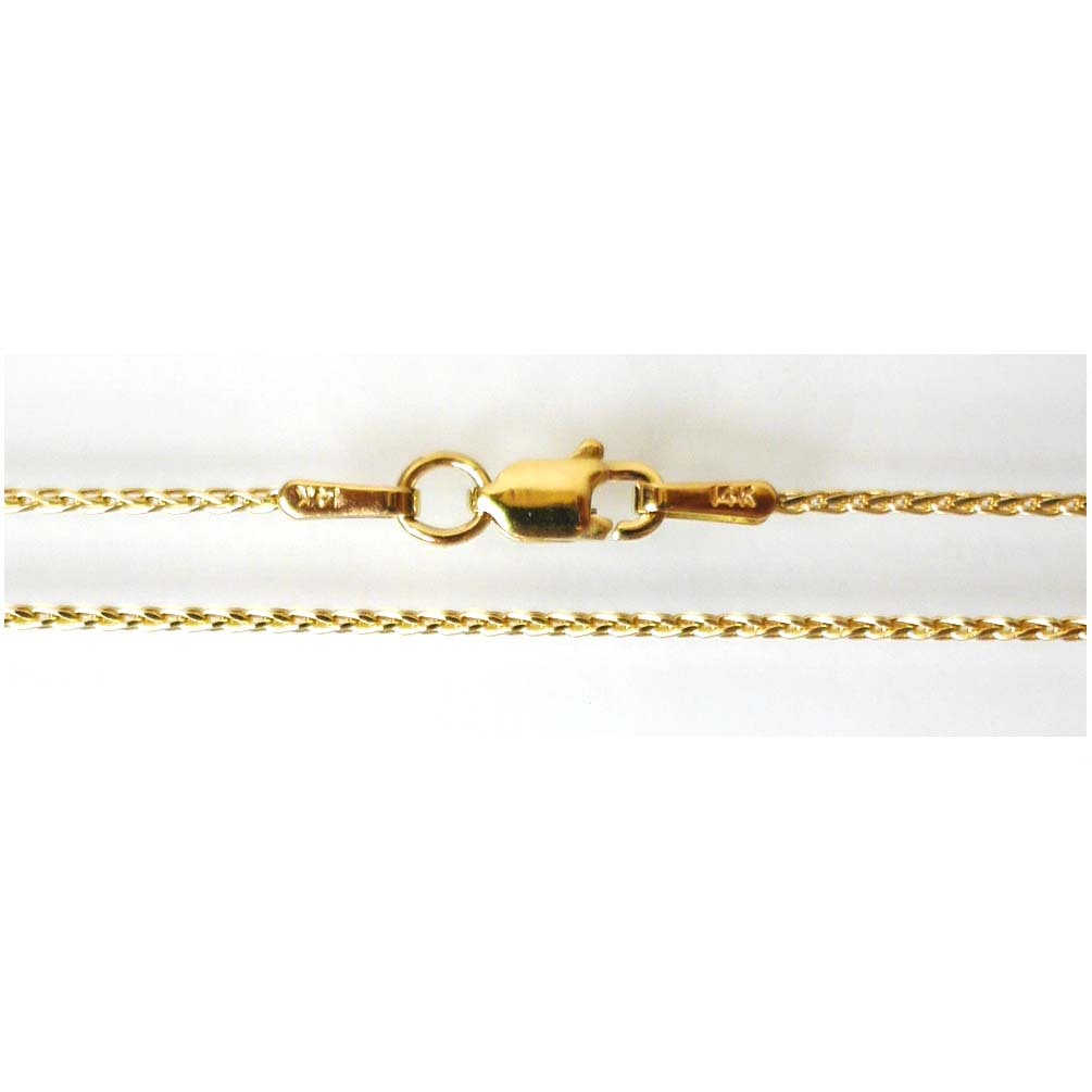 14K Solid Yellow Gold Wheat Snake Chain 1.5 mm Length:(45 cm)18 inches ES15D-21