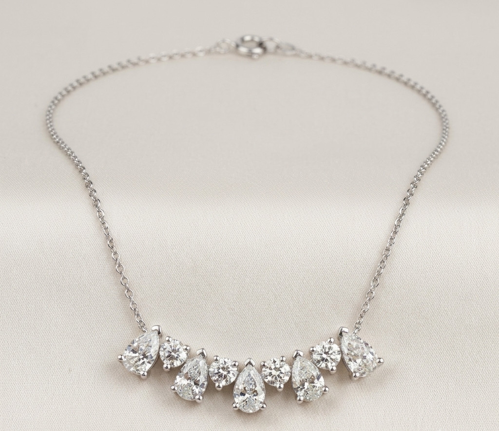 1.30Ct Pear & Round CVD Lab Grown Diamond Pendant Necklace 14K White Gold