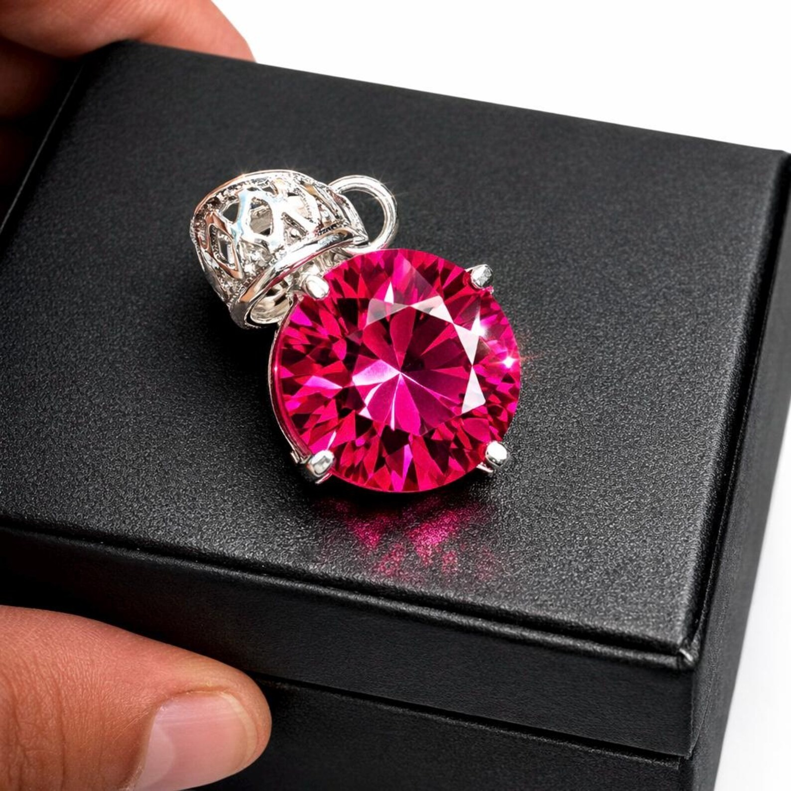 Natural GIE Certified Pink Sapphire 20 Ct Round Cut Pendant 925 Loose Gemstone