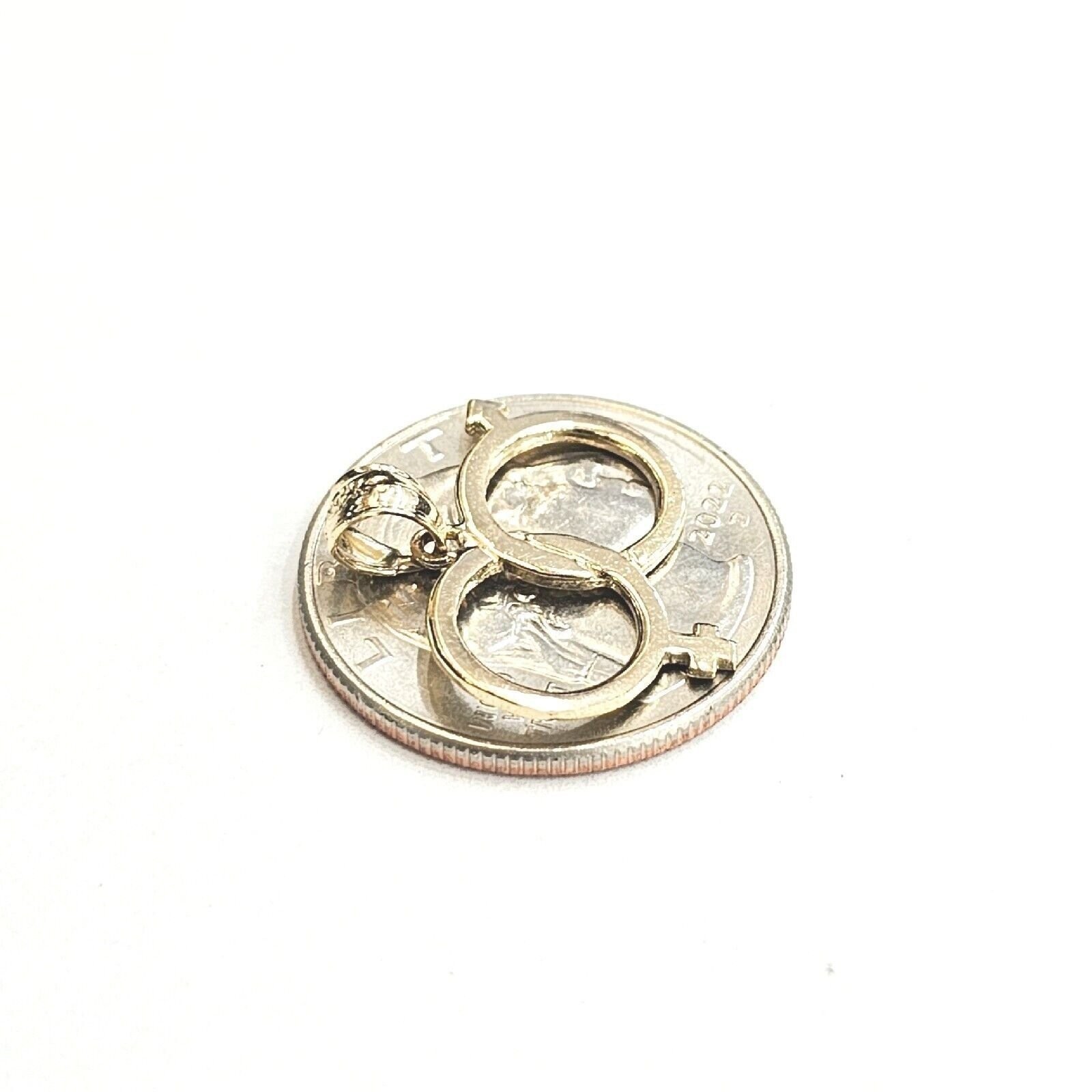 14k yellow Gold male female gender sign symbol Pendant charm fine jewelry 1.4g