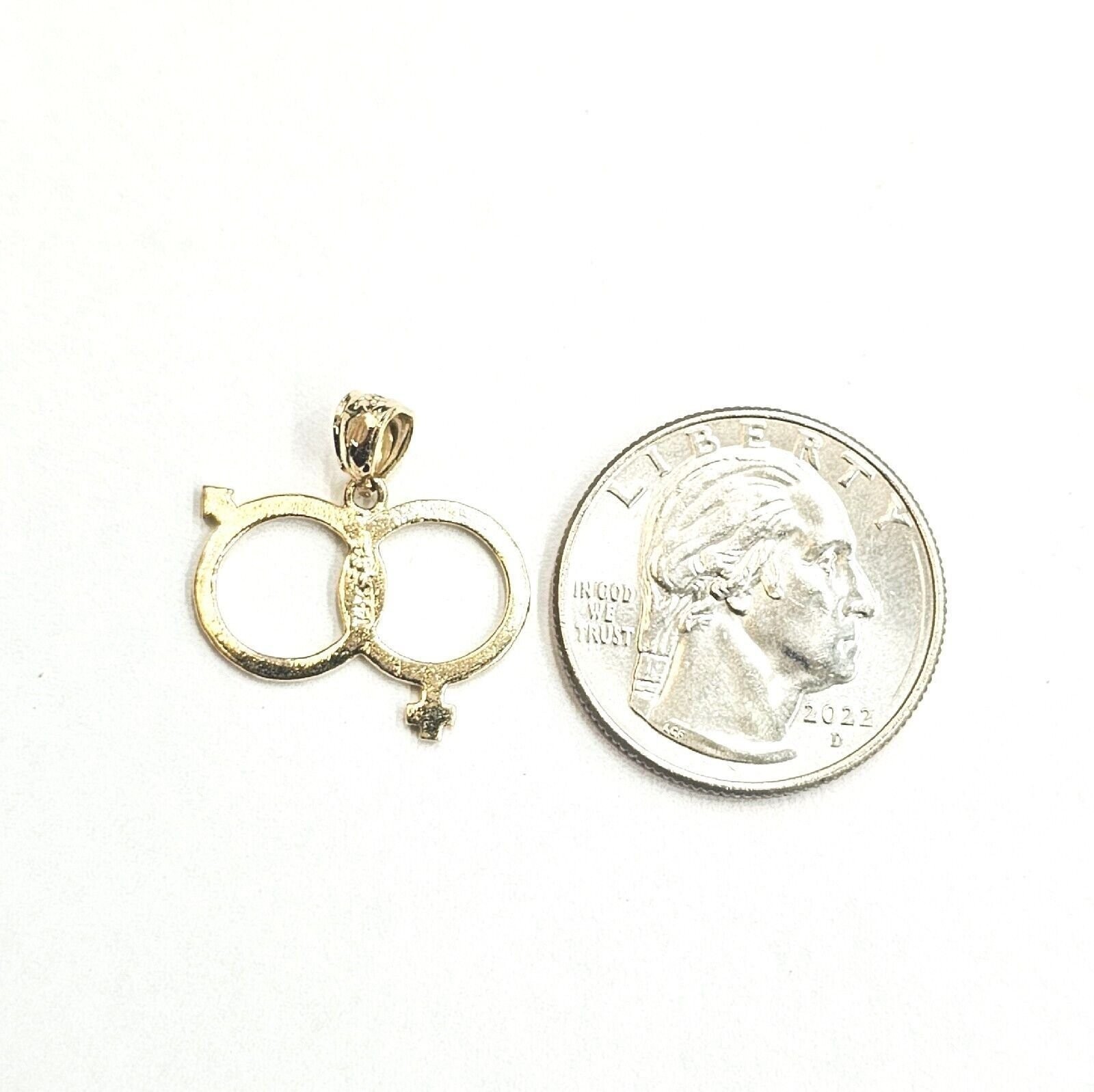 14k yellow Gold male female gender sign symbol Pendant charm fine jewelry 1.4g