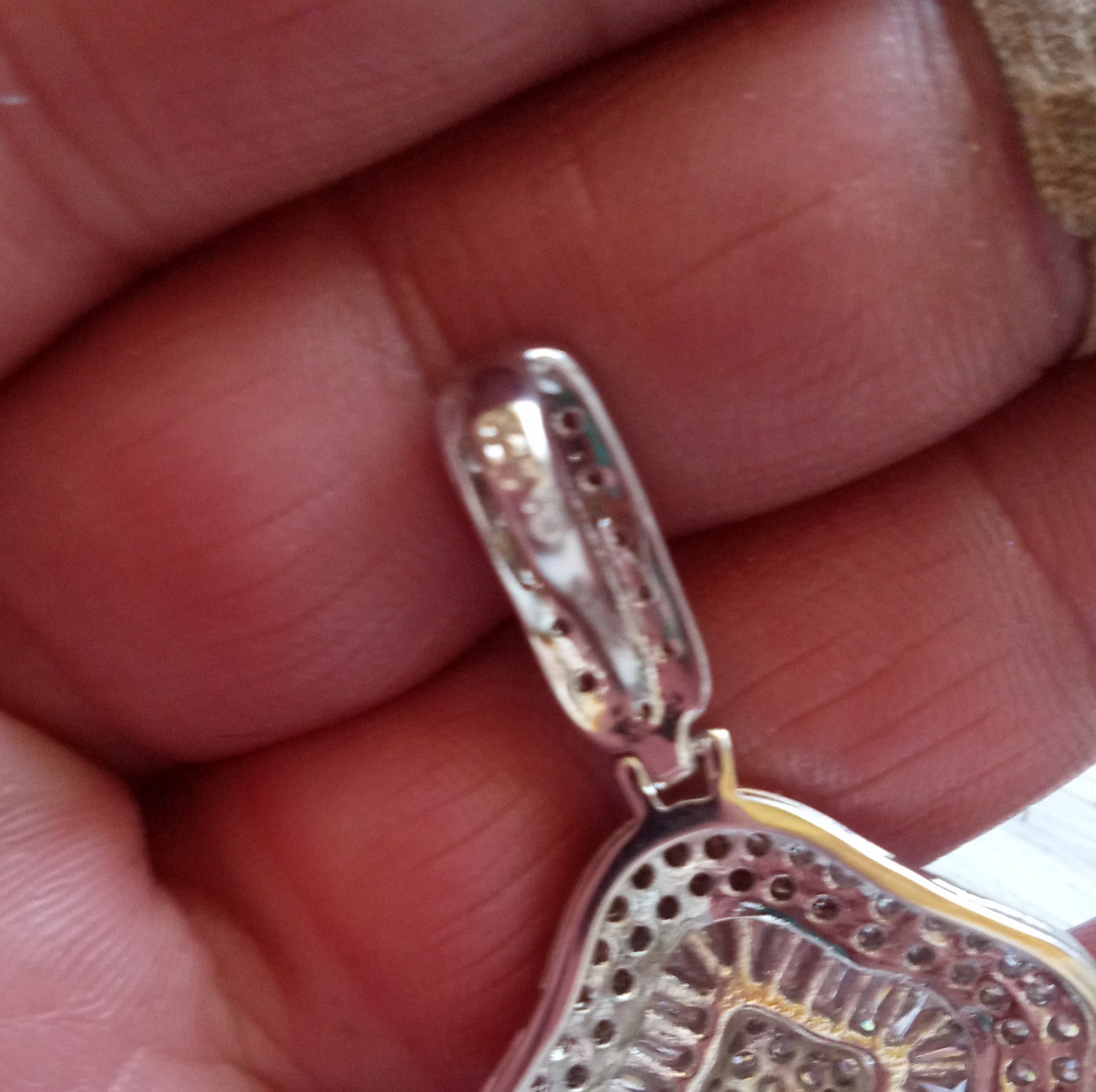 Square Moissanite Cluster Pendant in Sterling Silver 925, White Gold Look, New