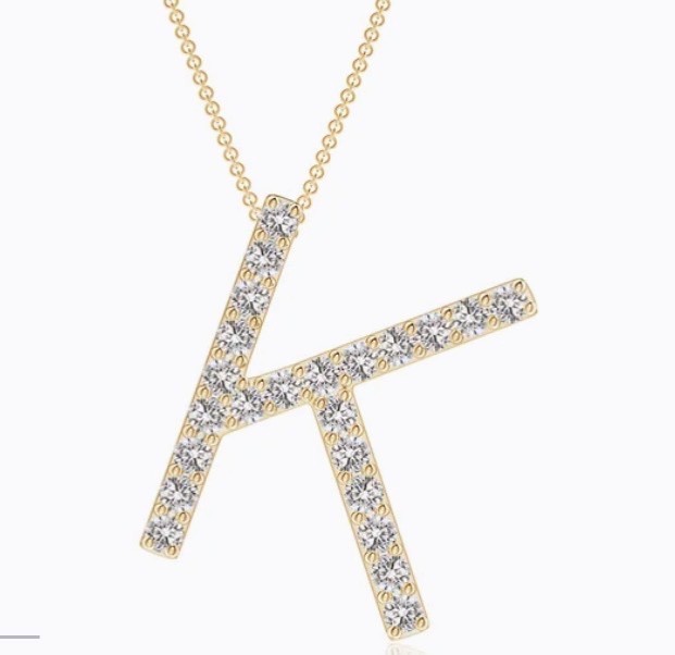 Vintage Reis Nichols solid 14k gold (K) initial diamond pendant preowned