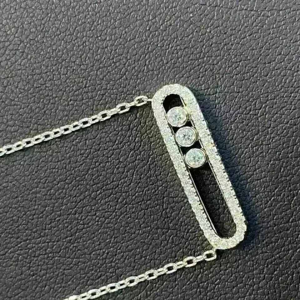 1.30Ct Round Cut Real Moissanite Pendant Necklace 14k White Gold Plated Silver