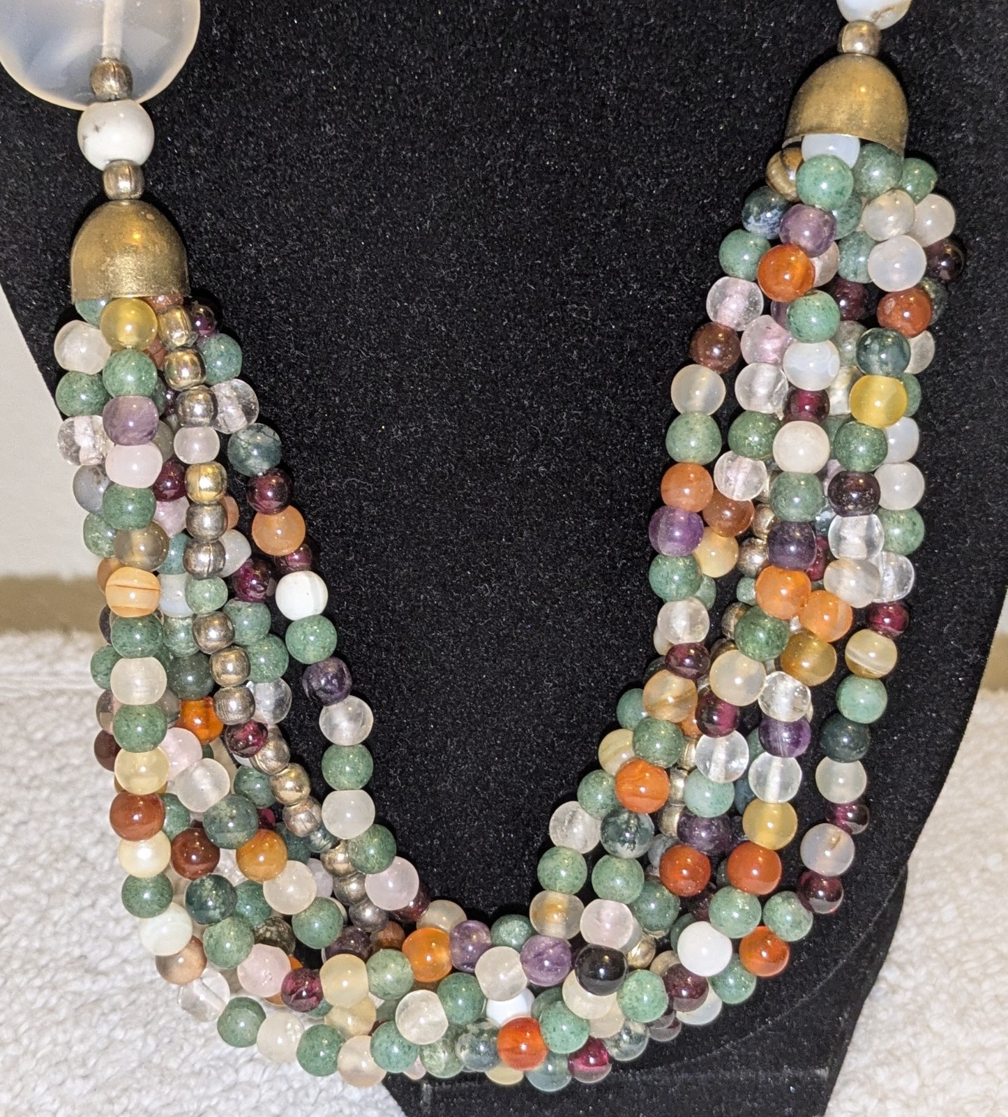 Pretty Semi Precious Gemstone Multi-Strand Necklace