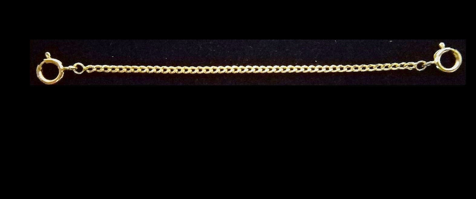 18k 1.4mm Curb Yellow Gold 2.25″ Chain Extender Safety double 4.5mm spring ring