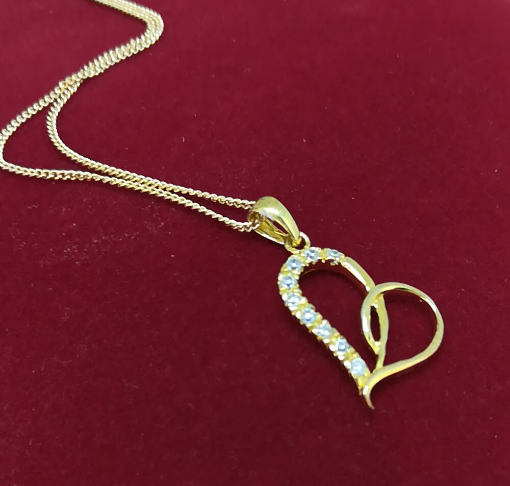18k GP Genuine Solid 925 Sterling Silver Heart CZ Pendant N-A888 Woman Gift