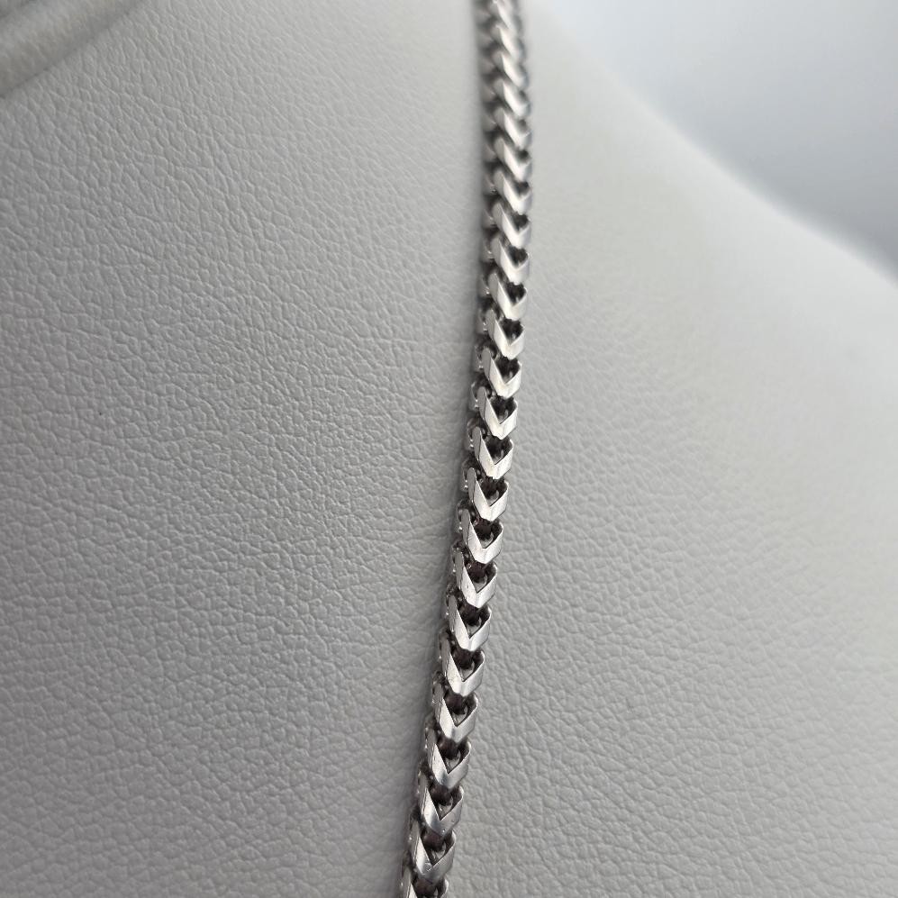 20″ Long 925 Sterling Silver 2.3mm Thick Franco Link Box Chain Necklace ITALY
