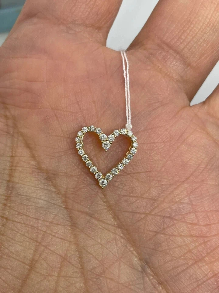 Valentine Day 1.00Ct Lab Created Diamond Heart Pendant 14k Yellow Gold Plated