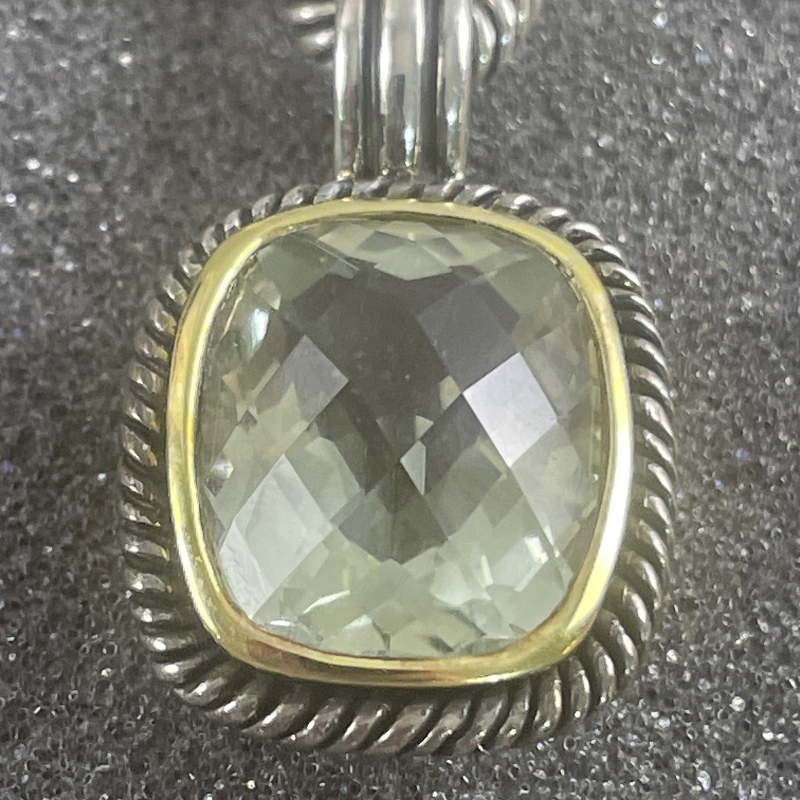 Michelle Albala 925 Silver Prasiolite Cushion Enhancer Cable Link Toggle Chain