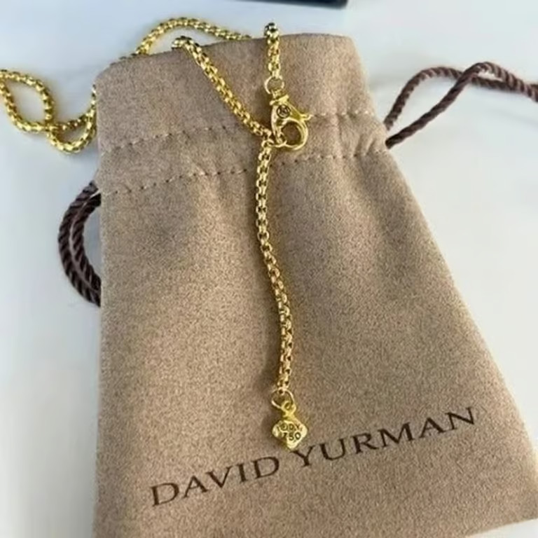 David Yurman Gold & Diamond Dog Tag Pendant Necklace