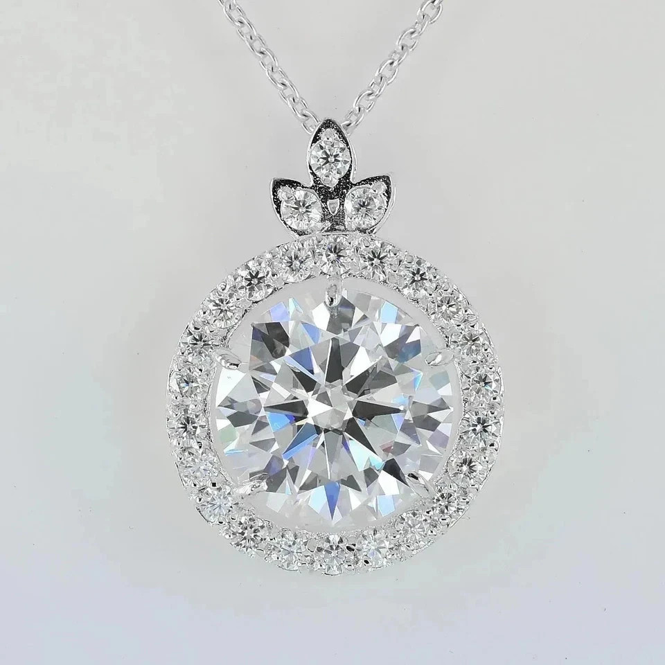 11.50 Ct Round White Treated Diamond Solitaire Pendant 925 Silver Certified