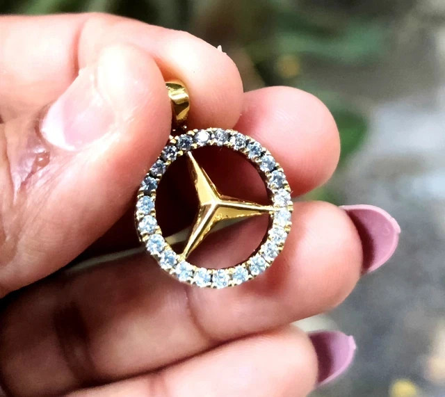1Ct Round Cut Real Moissanite Custom charm Pendant 14K Yellow Gold Plated Silver