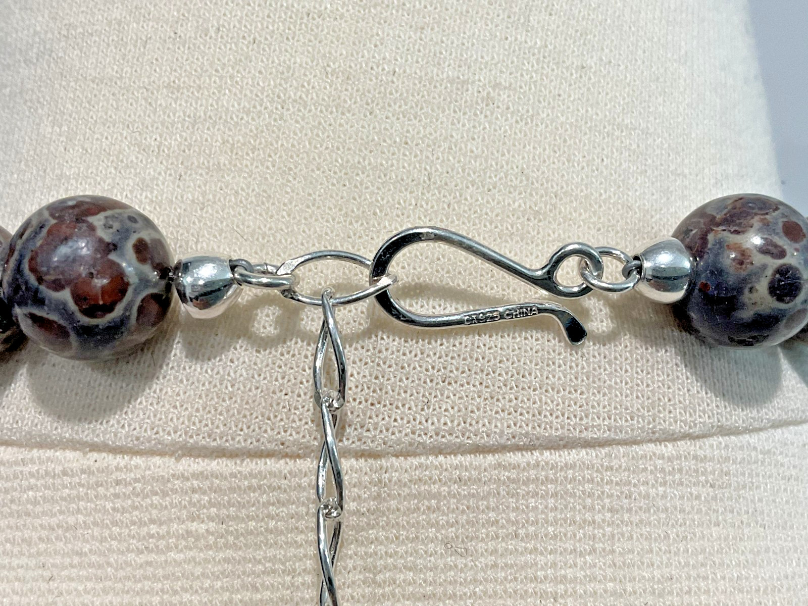 Jay King DTR Sterling Silver 925 Birds Eye Rhyolite Jasper Bead Necklace