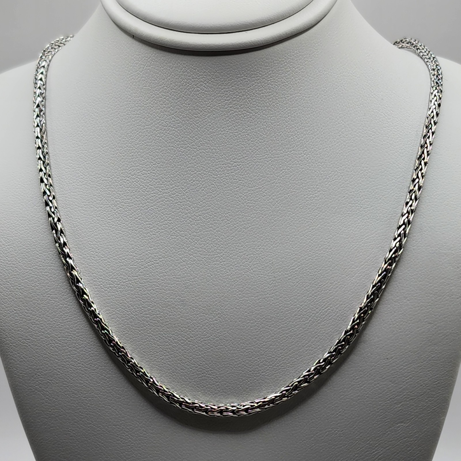 925 NEW Sterling Silver Oxidized Bali Foxtail Chain 18″ 2.5mm Width