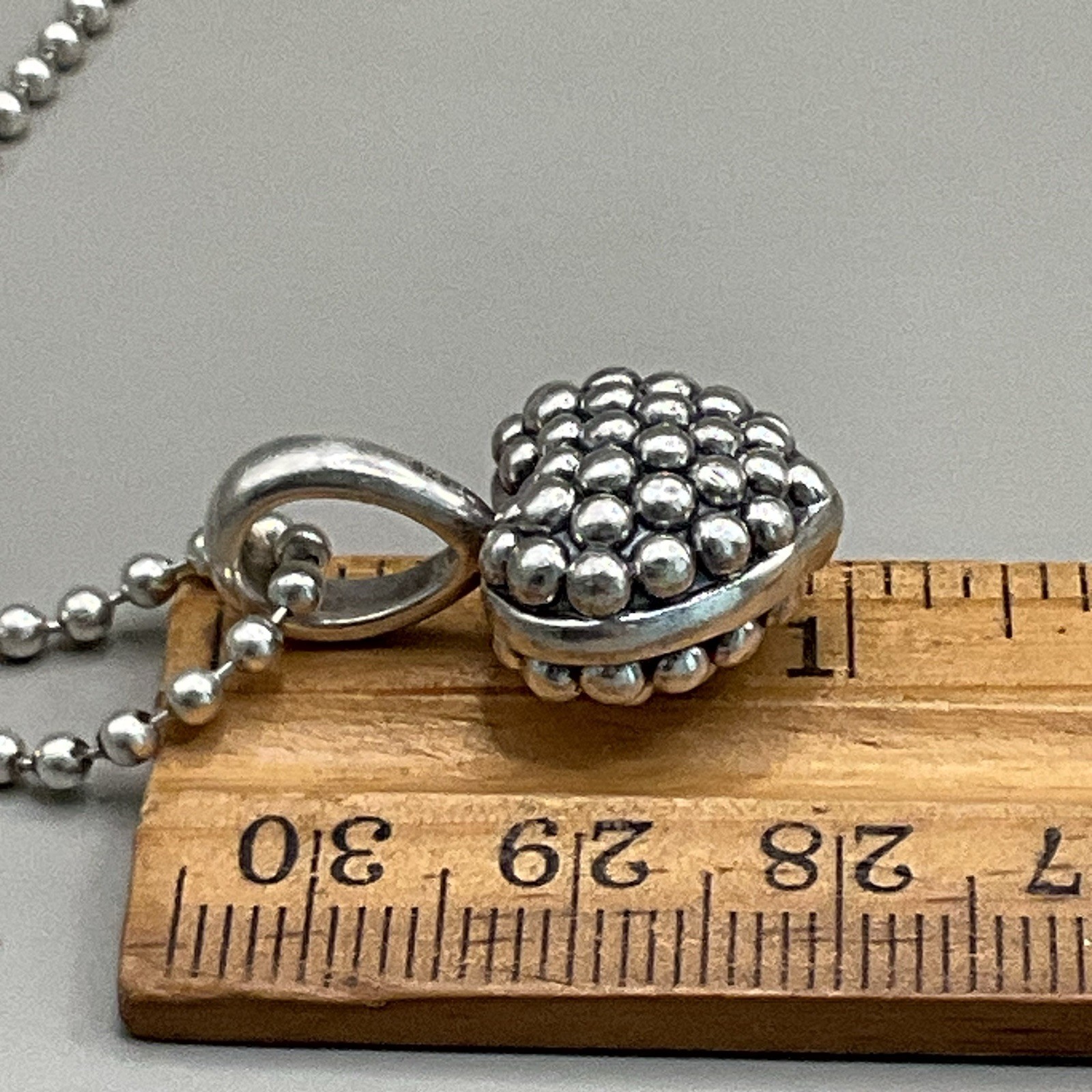 Lagos Necklace Sterling Silver 925 Caviar Chain Puffy Heart Pendant