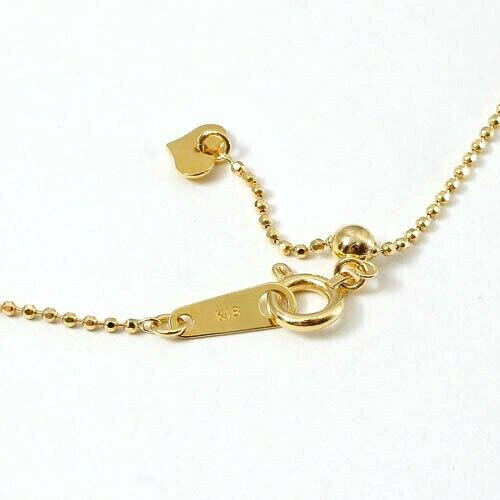 18K Solid Yellow Gold 0.9mm 8-sided Ball Chain Necklace Adjustable 17.75″ Japan